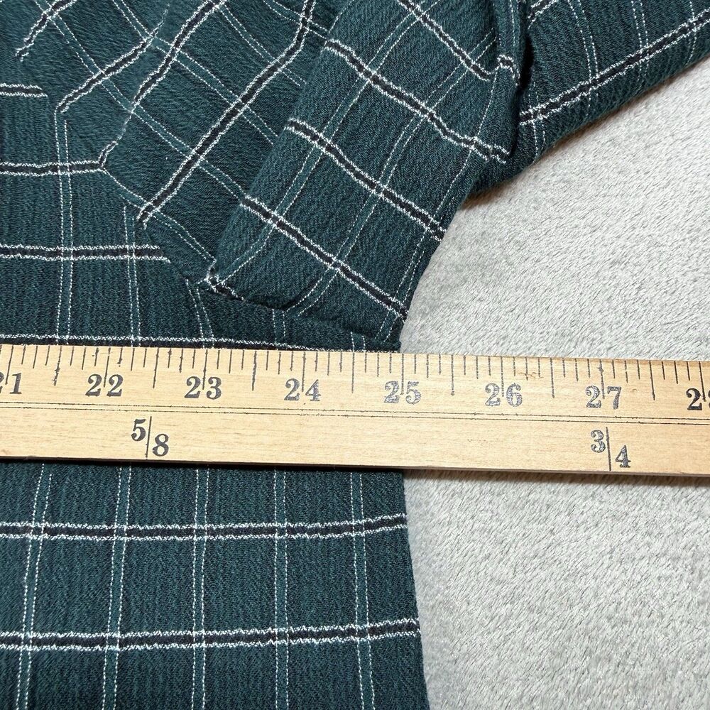 J. Jill Shirt Women's 2X Green Plaid Button Up V-Neck 3/4 Sleeve Dark Academia - Picture 6 of 10
